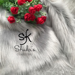 Thảm lông chụp ảnh trải sàn Trắng - Xám lông dài cao cấp