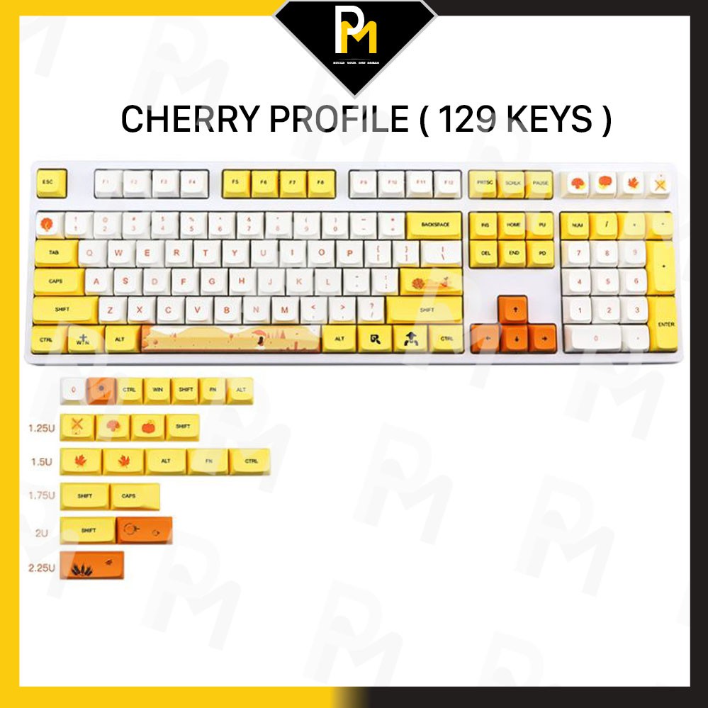 Keycap PBT Mùa Thu Autumn, XDA Profile, dyesub 129 Phím của PCmaster