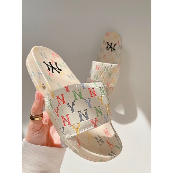 Dép quai ngang nam nữ unisex logo M.L.B Monogram cao 2cm đế Eva nhẹ – Hỗ trợ đổi size/tặng kèm box – Deco.saigon