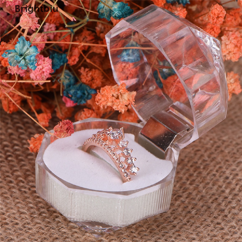 Clear Acrylic Jewelry Gift Box for Ring Holder Wedding Engagement Present New