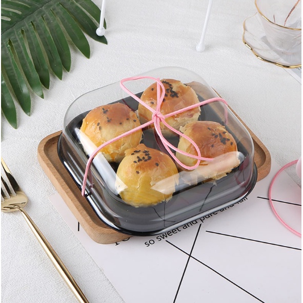 50 Hộp Nhựa Nắp Bầu 4 Bánh, Hộp Nhựa 4 ô Đựng Bánh Trung Thu, Bánh Trái Đào, Bánh Kim Sa (50 cái)