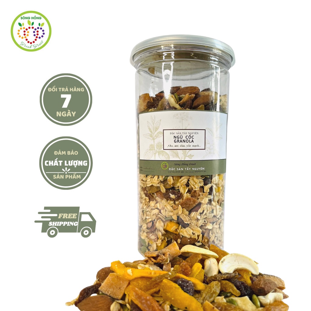 Granola siêu hạt handmade Đặc sản Tây Nguyên True Nuts hộp 500g hàng mới mỗi tuần hương vị thơm ngon