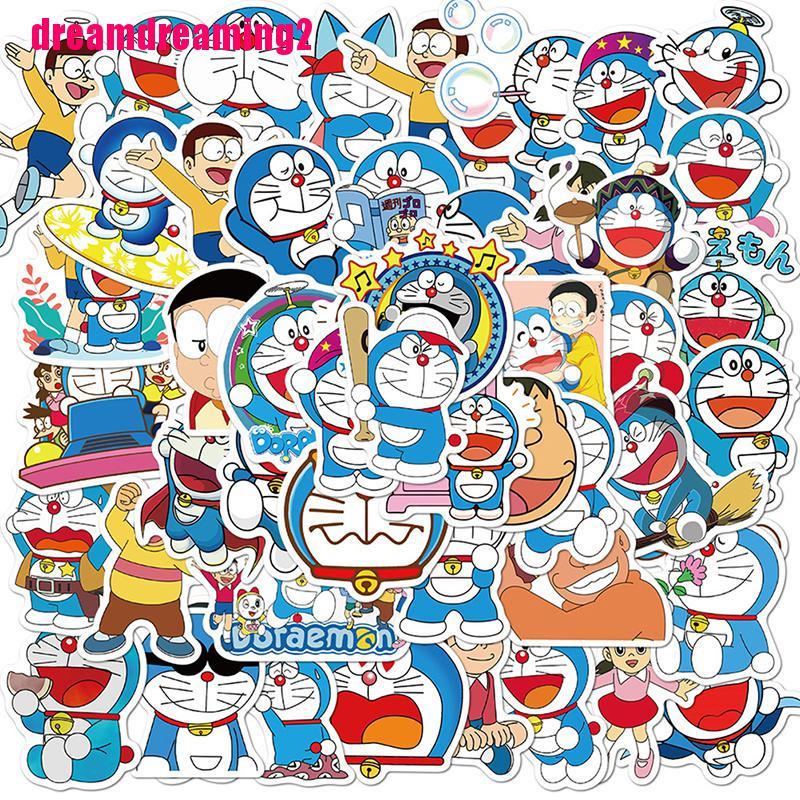 Bộ 50 Miếng Dán Trang Trí In Hình Doraemon Dễ Thương