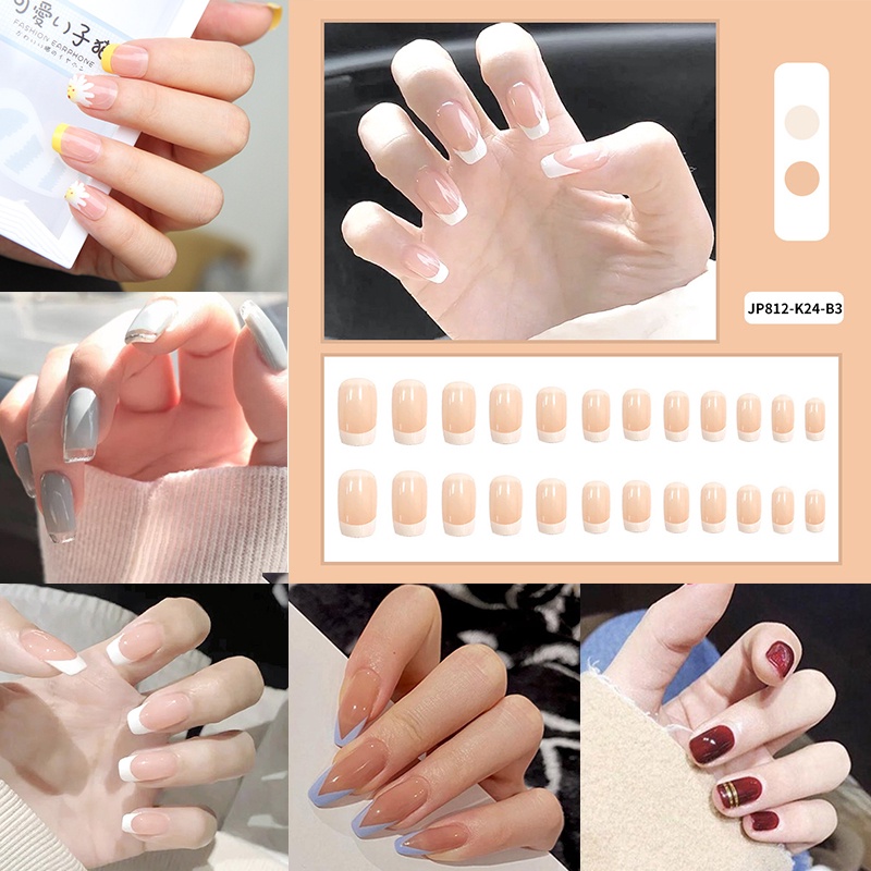 Set 24 Móng Tay Giả 3D Chống Nước Kèm Hộp Đựng