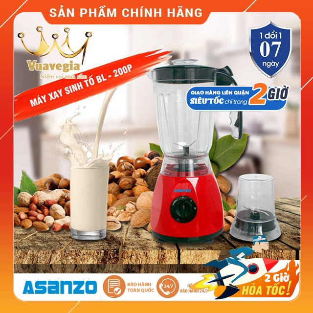 Máy Xay Sinh Tố Đa Năng ASANZO BL200P 300W 1.5L Nhựa Kháng Vỡ - Hàng Chính Hãng