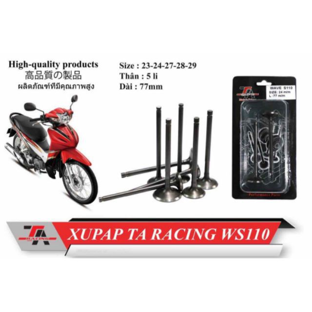 [Mã LIFEAU5SALE giảm 20k đơn 50k] Xupap TA Racing, ATE Racing Gắn Wave S110, RSX 110, Blade 110