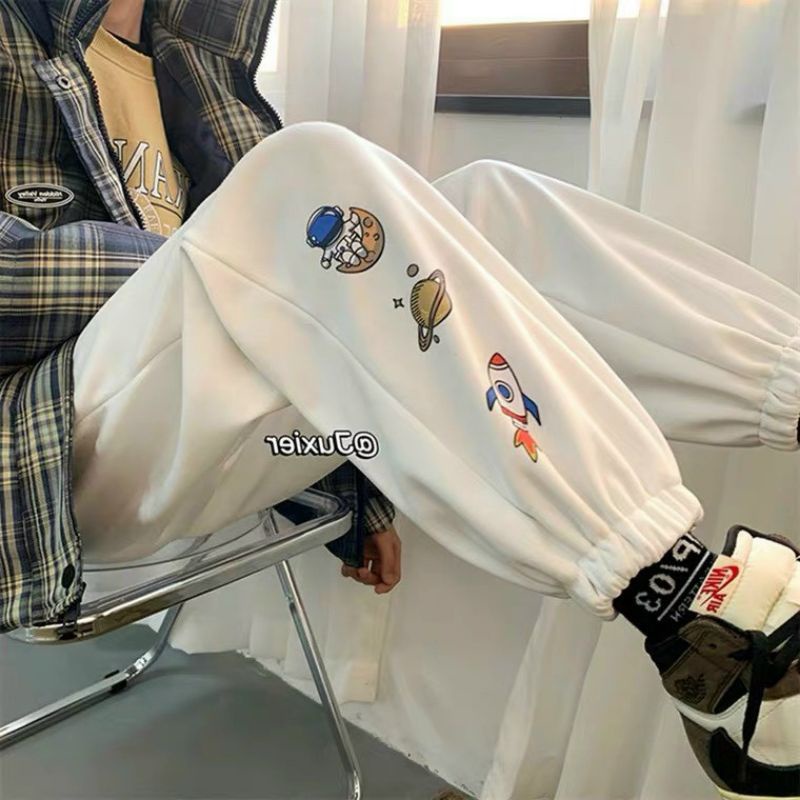 Quần joggery nam nữ ống rộng có thun dưới ống chất nỉ hình vũ trụ phong cách trẻ bao đẹp tpp656 mới