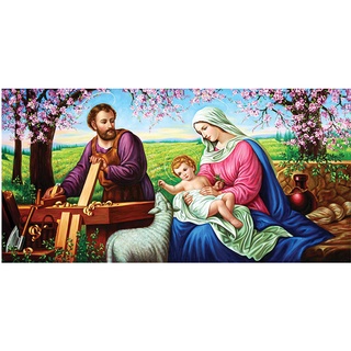 Tranh đính đá toàn bộ tự làm-Tranh gia đình thánh gia
