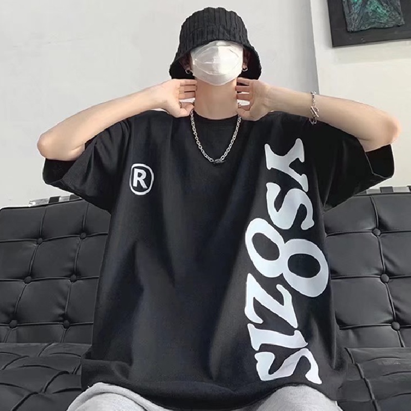 Áo Thun Dáng Rộng In Chữ Phong Cách Hàn Quốc Thời Trang Mùa Hè Cho Nam Và Nữ Size M-8XL