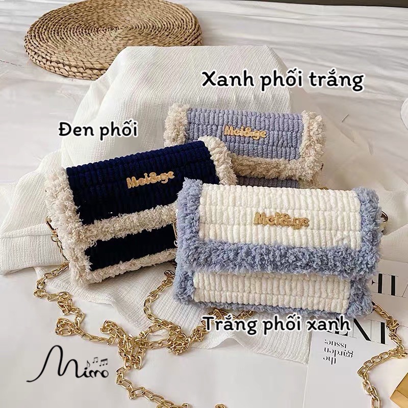 [Có video + hàng sẵn] Túi Handmade Tự đan đầy đủ phụ kiện đan len gồm len mịn, cancas cắt sẵn, dây xích hot tiktok