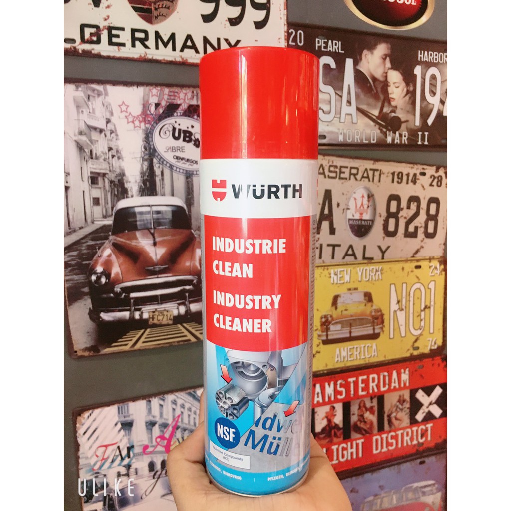 Tẩy keo dán decal, keo băng dính Wurth Industry Cleaner 500ml chamsocxestore