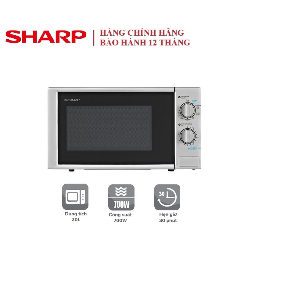 Lò vi sóng có nướng Sharp R-G228VN-SL - 20L - Hàng Chính Hãng [ BH 12 Tháng]