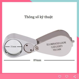 Kính Lúp Mini 30X ❤️FREESHIP❤️ Kính Lúp Móc Khóa Có Đèn MG21007 đường kính 21mm ( Soi mạch, soi bản in...)