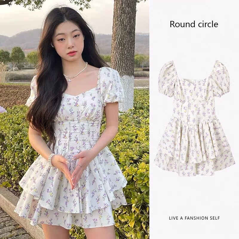 Váy hoa nhí ôm eo Quảng Châu cực xinh