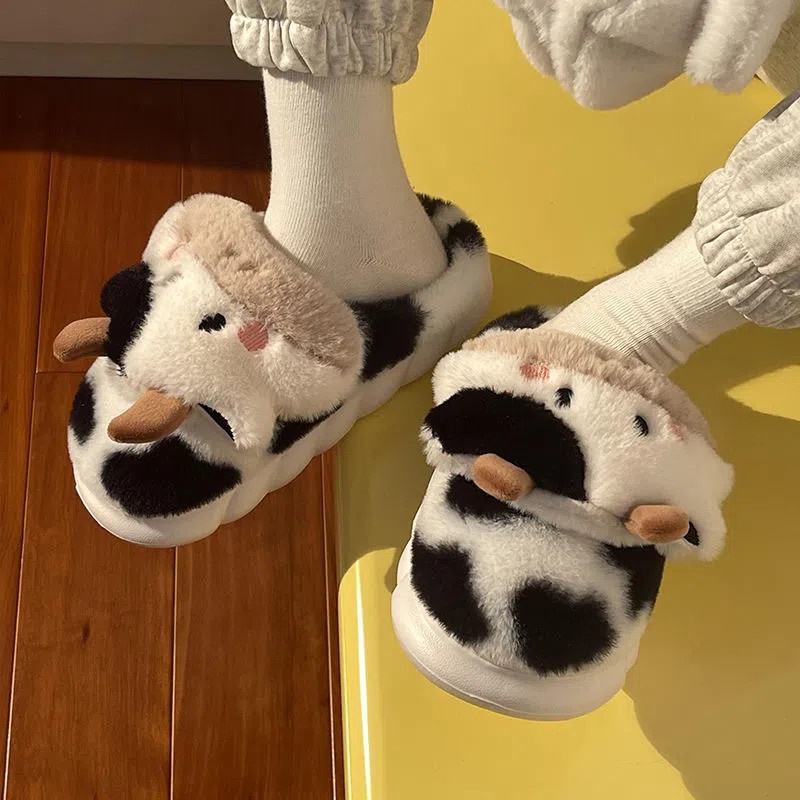 Dép cotton RENBEN đi trong nhà đế dày chống trượt họa tiết hoạt hình dễ thương