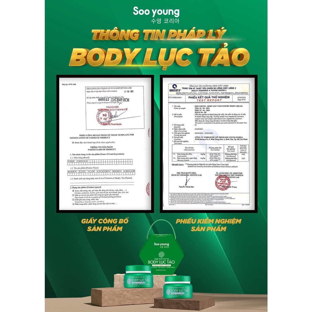 [CHUẨN AUTH] Kem body Lục tảo Soo Young 250gr