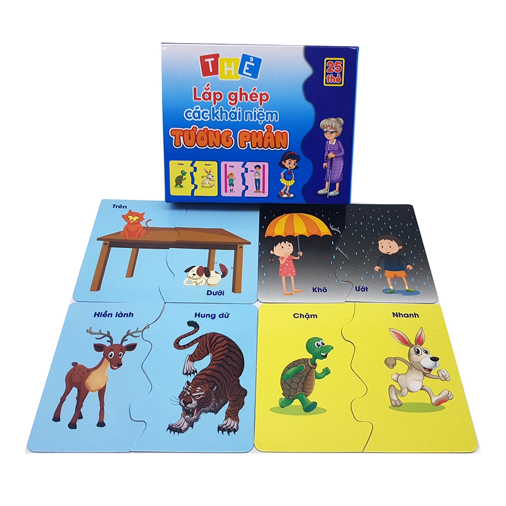 Thẻ FlashCard Thông Minh Glenn Doman, Đồ Chơi Lắp Ghép Tương Phản Cho Bé