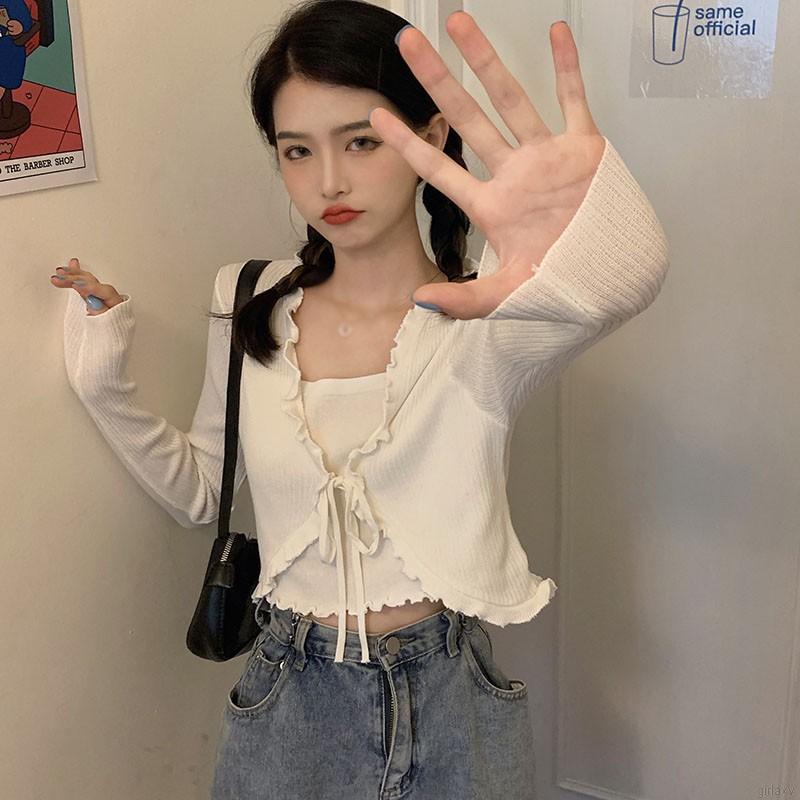 Áo tay dài giả hai lớp phong cách Hàn Quốc hợp thời trang cho nữ | BigBuy360 - bigbuy360.vn