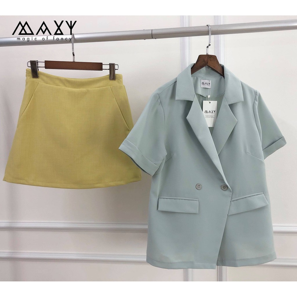 Áo blazer tay ngắn màu mint short blazer mint Maxy Workshop