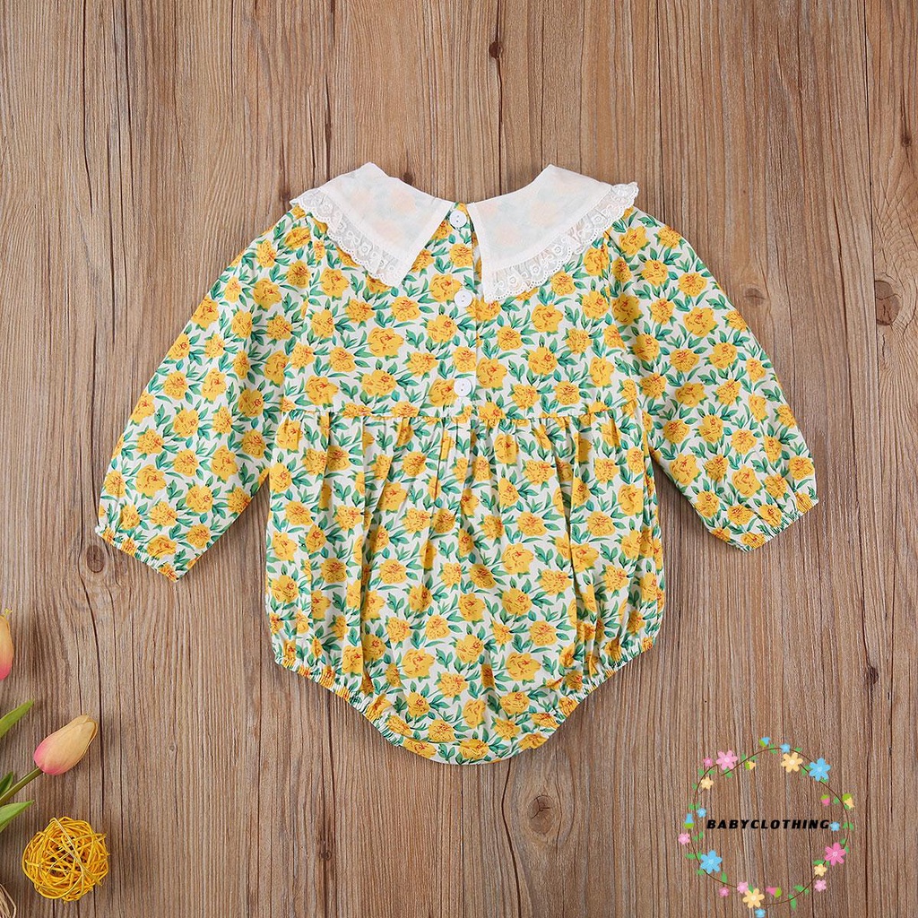 Set Áo Liền Quần Và Nón Họa Tiết In Hoa Đáng Yêu Cho Bé