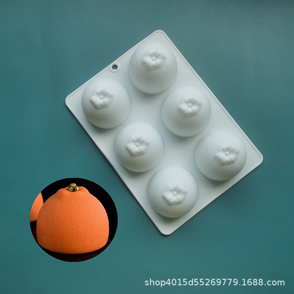 Khuôn silicone 6 Ngăn Làm Bánh mousse/Xà Phòng/Bánh pudding/Xà Phòng Hình Quả Cam