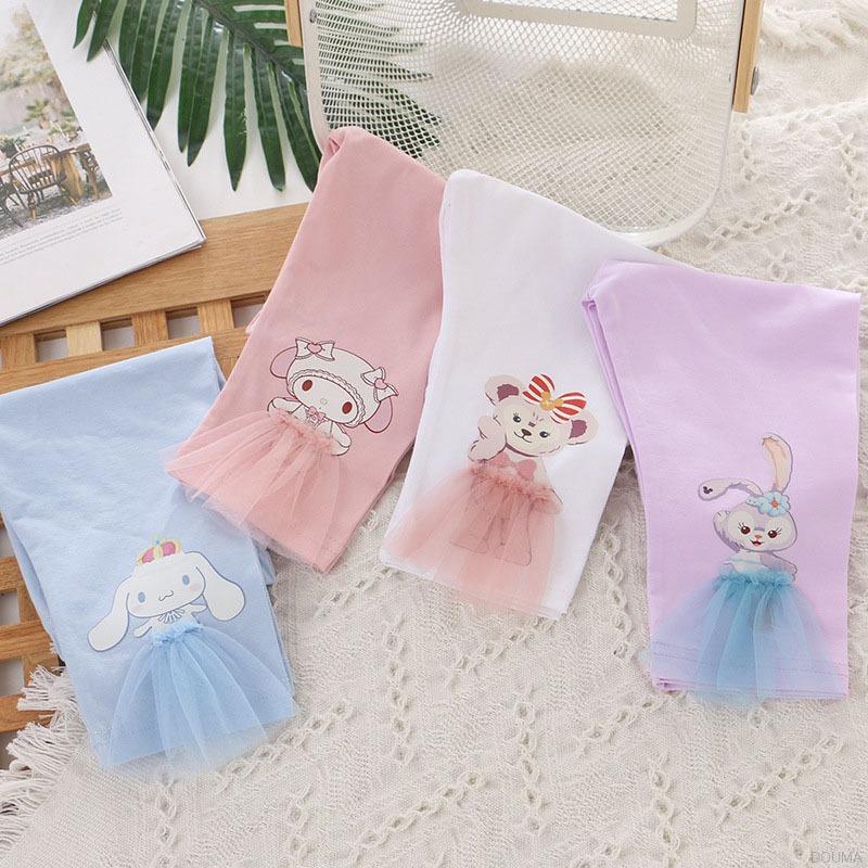 Quần legging mỏng hoạ tiết hoạt hình 3 chiều xinh xắn thời trang thu hè Hàn Quốc bé gái