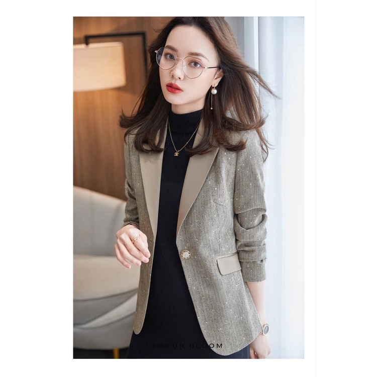 Áo Khoác Blazer Dáng Ôm Thời Trang Công Sở Thanh Lịch Cho Nữ