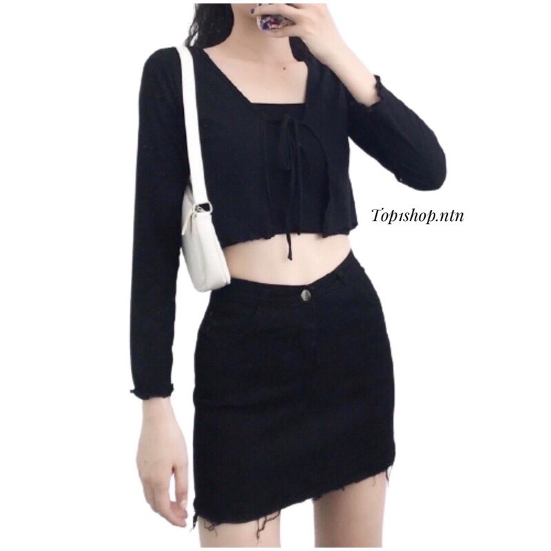 Áo khoác cột dây tay dài phối với áo ống (ap). | BigBuy360 - bigbuy360.vn