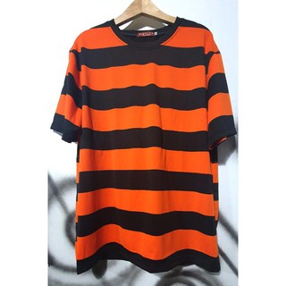Áo phông nam đơn giản co dãn thoải mái màu sọc đen cam Trùm Unisex PhillipStore  quan jogger