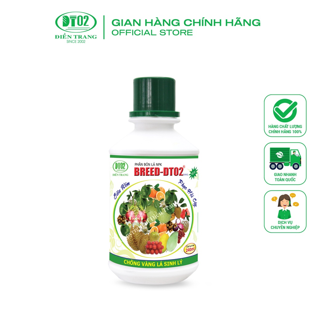 Phân bón lá Breed-DT02 Siêu kẽm 240ml, dưỡng trái