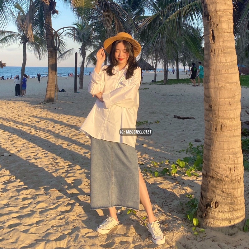 [ ẢNH THẬT ĐỘC QUYỀN MEGGIECLOSET] Chân váy jean xẻ một bên DUBATI | BigBuy360 - bigbuy360.vn