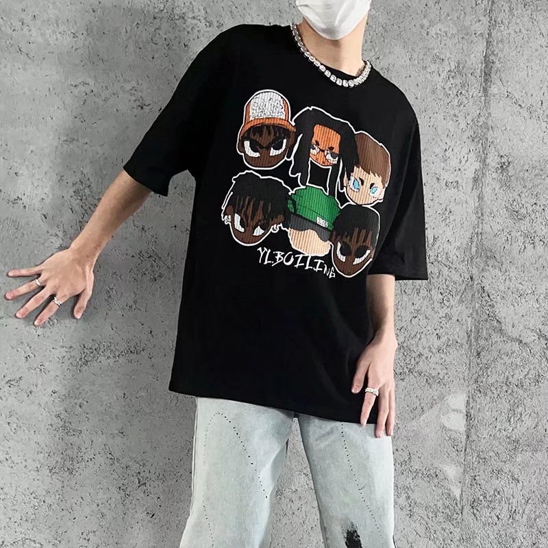 Áo Thun Cotton Tay Ngắn In Họa Tiết Phong Cách Hip hop Thời Trang Mùa Hè Cho Cặp Đôi