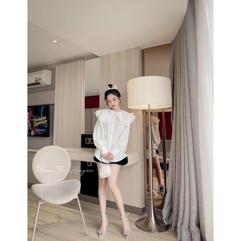 Áo sơ mi cổ viền bèo tay dài bo - S2U