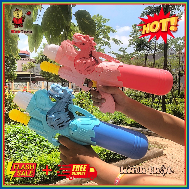 Súng bắn nước áp lực hình khủng long 570ml Redtech.