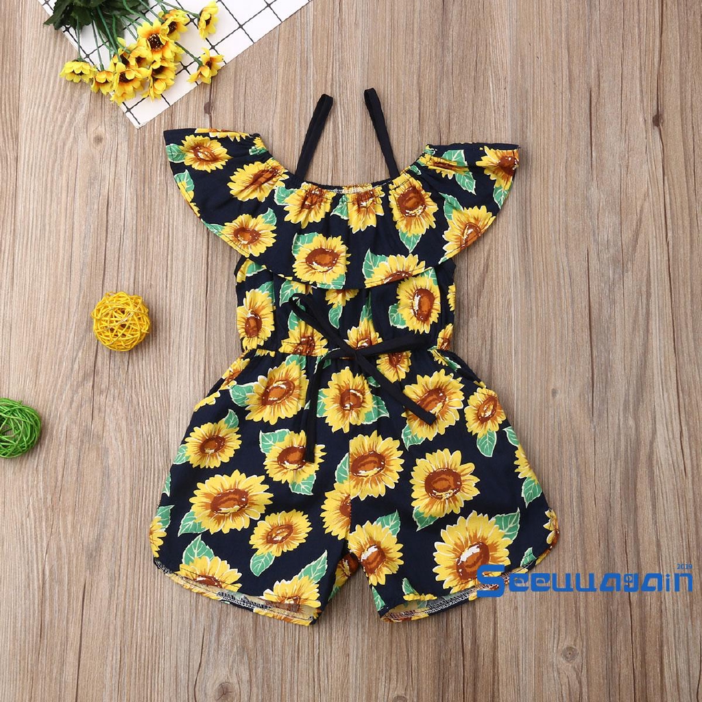 Jumpsuit Hoa Hướng Dương Cho Bé Gái