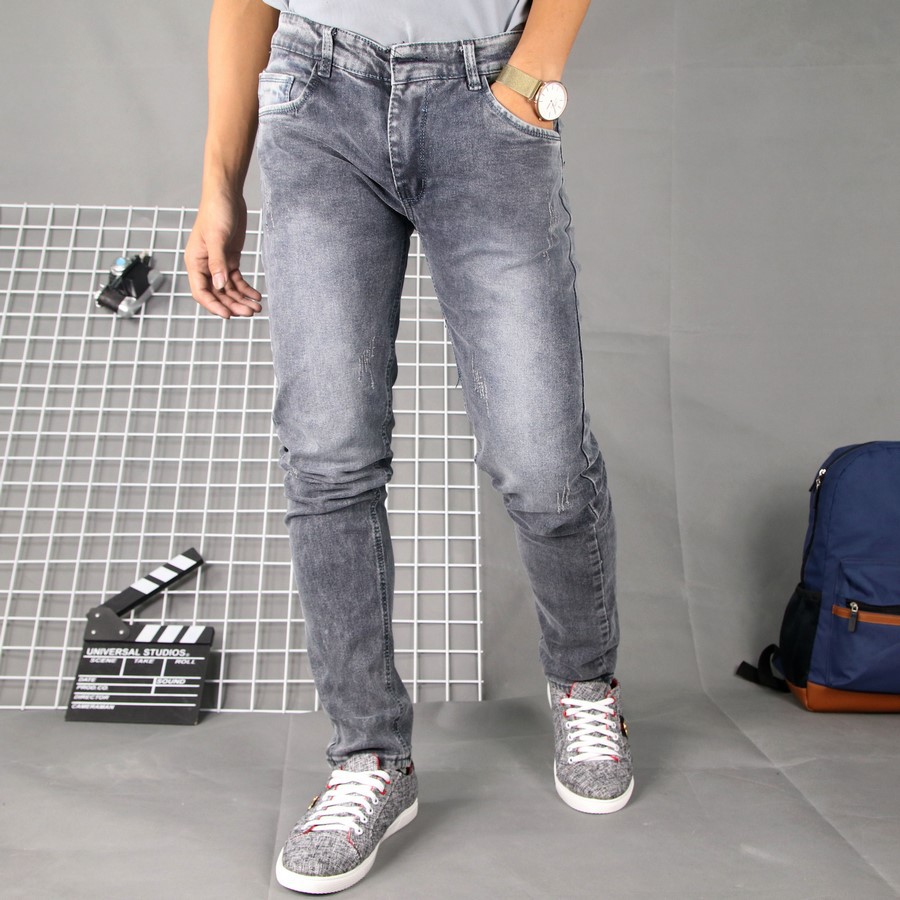 Quần jean nam xám co giãn cào xước TS100 Tronshop | BigBuy360 - bigbuy360.vn
