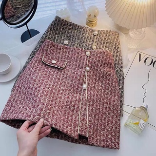 Chân váy dạ tweed đính ngọc sang chảnh có lót trong kèm video thật