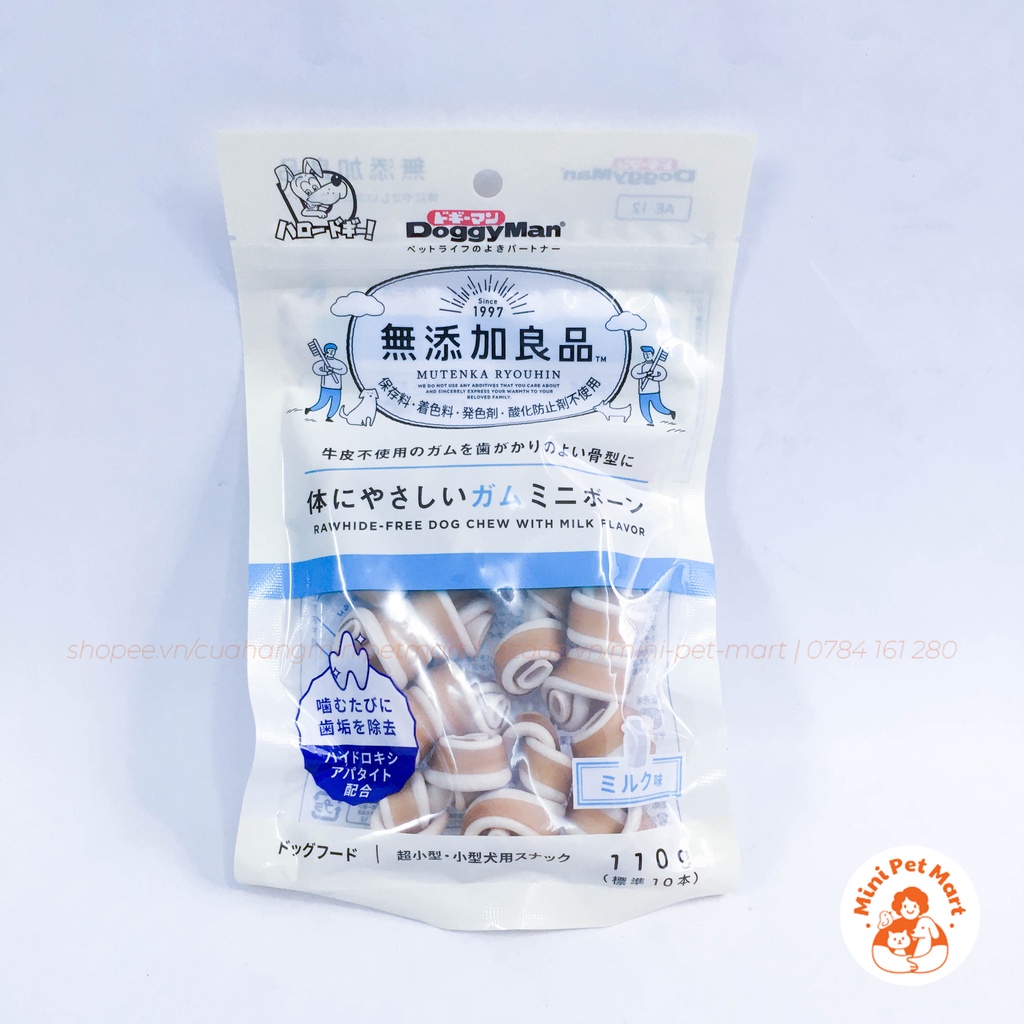 Xương nơ hương sữa cho chó DOGGYMAN 110g (10 cái) - snack, bánh thưởng cho chó