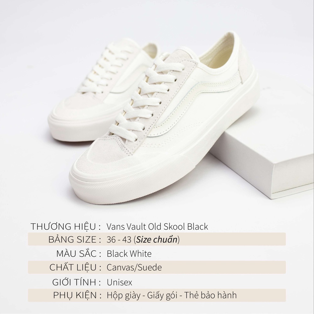 Vans style 36 decon CHÍNH HÃNG màu trắng nam nữ, giày vans cao cấp full box