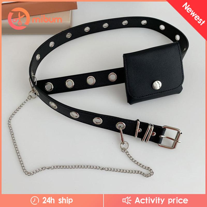 Thắt lưng da kèm túi đeo hông thời trang cho nữ