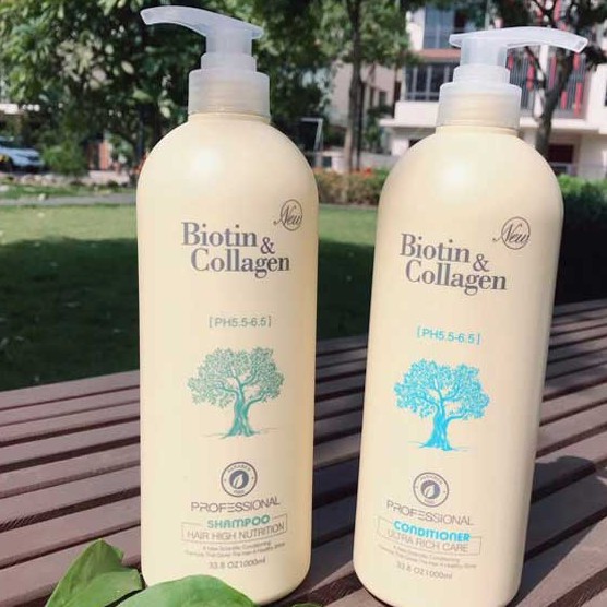 Biotin Collagen [Chính Hãng 100% ]  Cặp Dầu Gội, Xả Chống Rụng Kích Thích Mọc Tóc Siêu Mềm Mượt Biotin & Collagen 1000ml