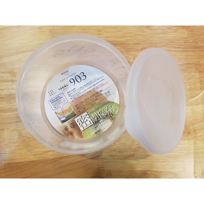 Hộp nhựa đựng thực phẩm inomat 830ml loại tròn có nắp Made in Japan