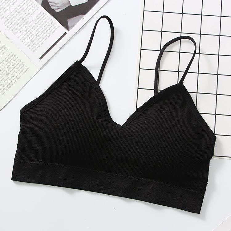 Áo bra nữ hở lưng chữ U hai dây len tăm freesize 37-60kg
