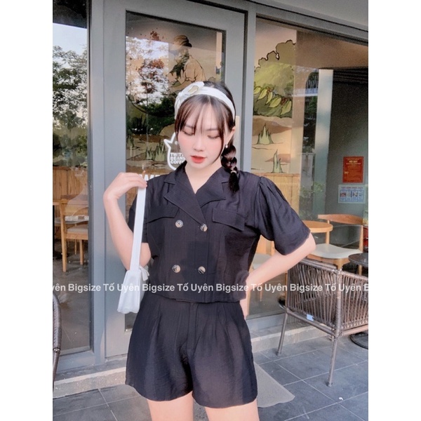 (T.U Bigsize 50-80kg) Set Bộ Vest Cộc Chất Đũi Hàn Siêu Mát #89