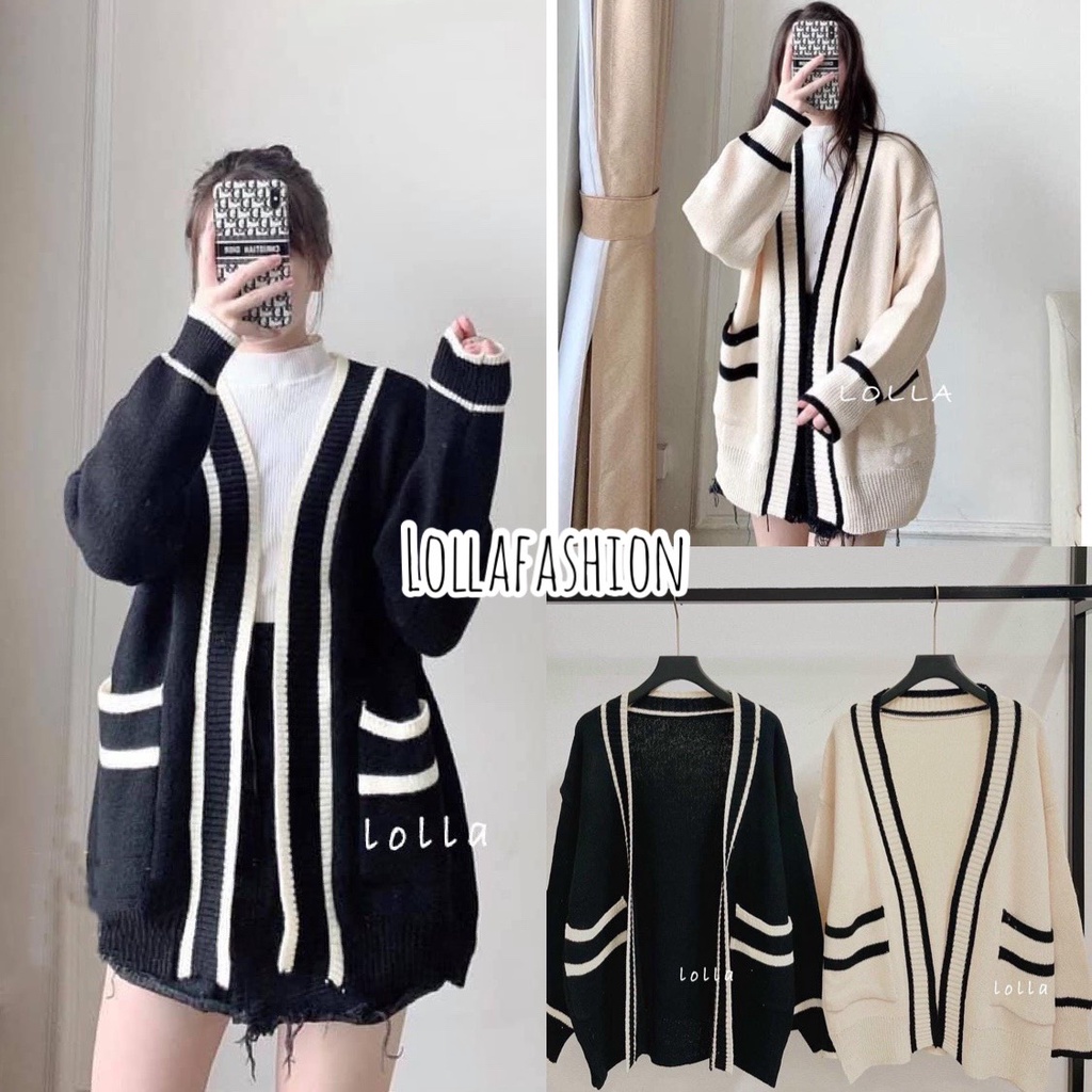 ÁO LEN CARDIGAN VIỀN ĐEN QC CỰC XINH