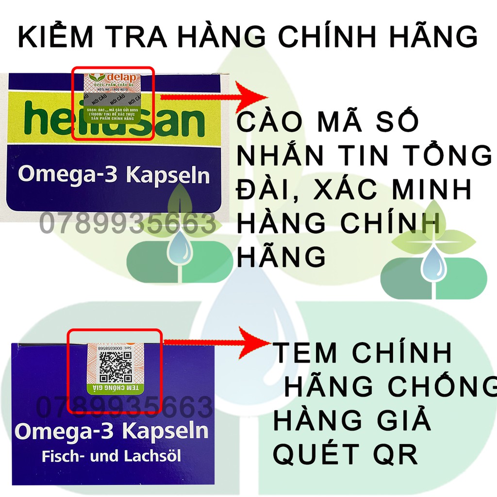 Heilusan Omega 3 Kapseln Bổ Sung DHA,EPA Giúp Phát Triển Não Bộ,Tốt Cho Mắt,Tim Mạch