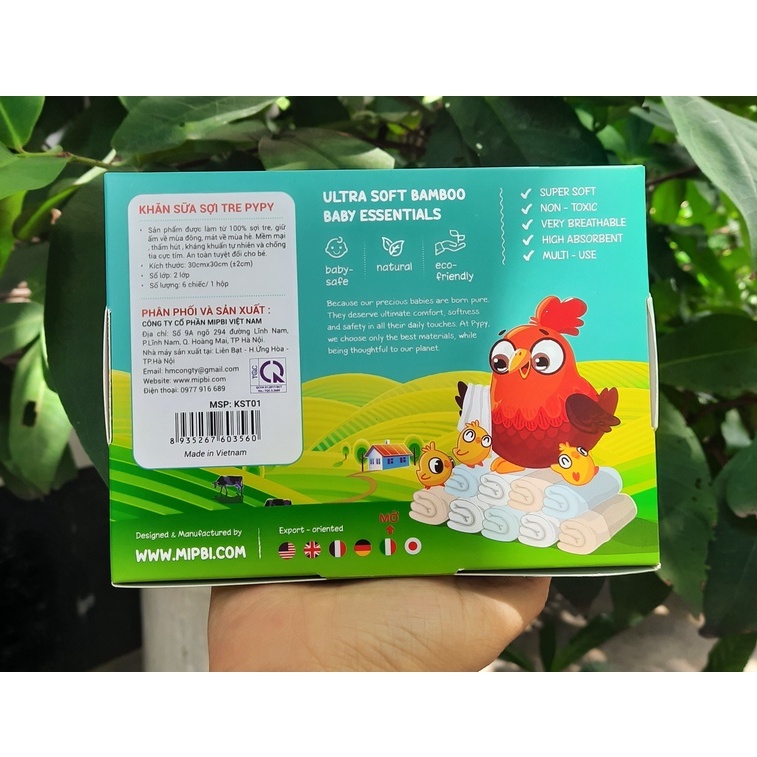 Mipbi. Khăn sữa sợi tre PyPy cho bé