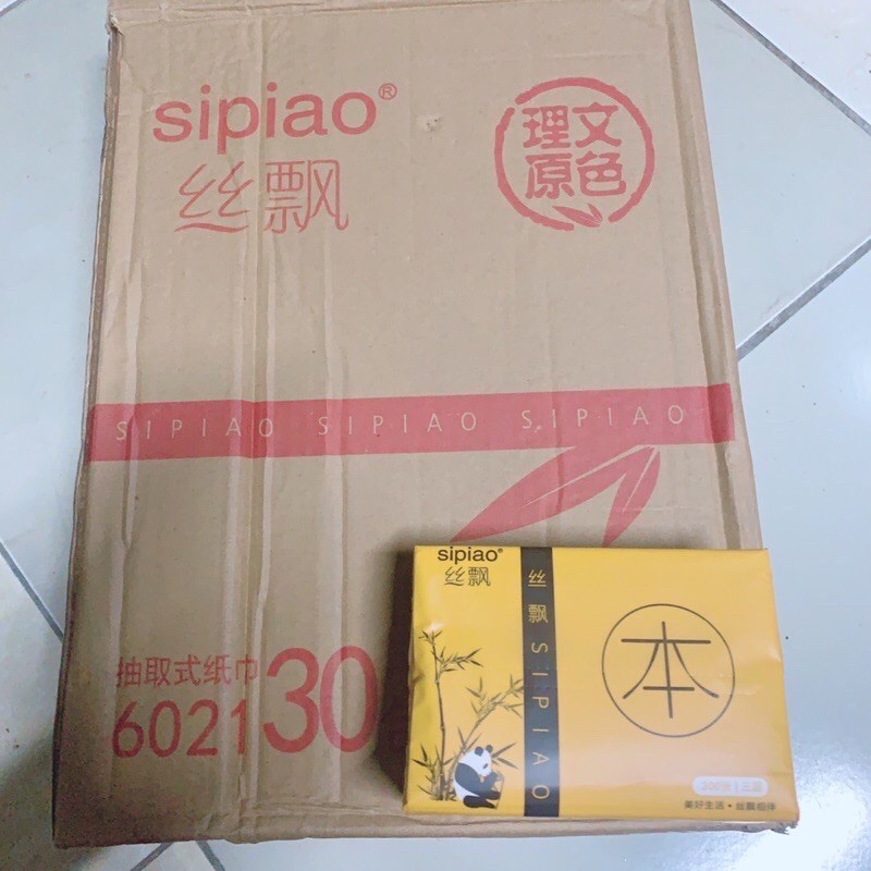 Gói 300 tờ giấy ăn gấu trúc Sipiao siêu dai mềm mịn không tẩy trắng 3T BEAUTY.