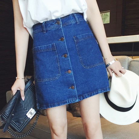 Chân váy Denim phối hàng nút có túi thời trang cho nữ | BigBuy360 - bigbuy360.vn