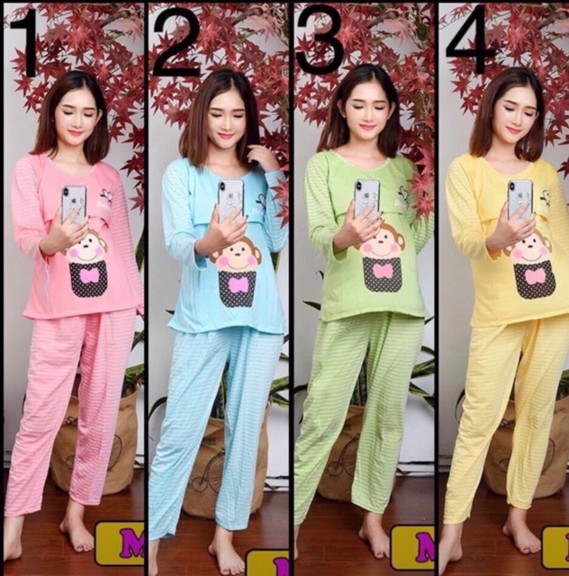 BỘ ĐỒ BẦU- Bộ bầu và sau sinh coton in hình gấu cutie